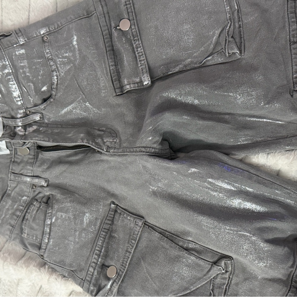 Fashion nova Shiny Gray Cargo Pants